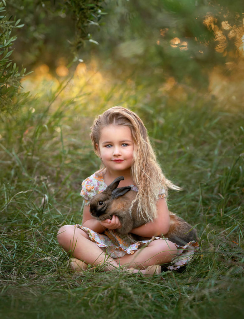 Perth childl with pet rabbit during photography Session