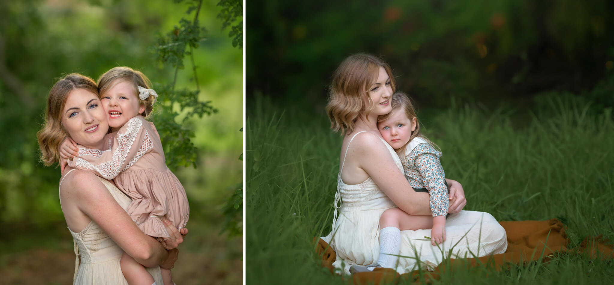 Perth mum with her 4 year old daughter in a green outdoor location during family photoshoot